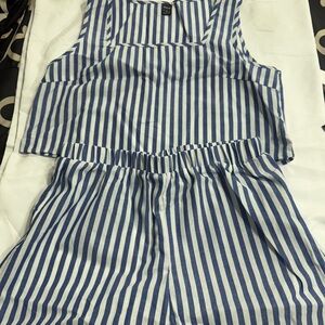 SHEIN Navy and White Striped Top and Shorts Set